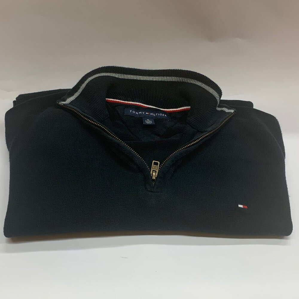 Tommy Hilfiger Men's Knitted Quarter Zip Knit Jumper - Navy XL